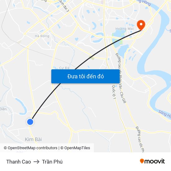 Thanh Cao to Trần Phú map