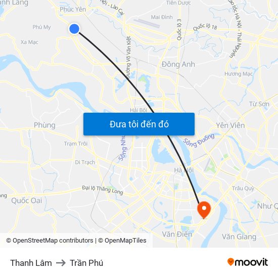 Thanh Lâm to Trần Phú map