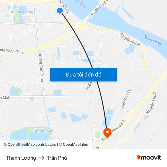 Thanh Lương to Trần Phú map