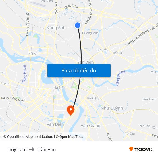 Thuỵ Lâm to Trần Phú map