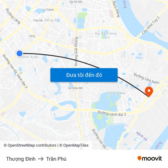 Thượng Đình to Trần Phú map