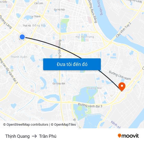 Thịnh Quang to Trần Phú map