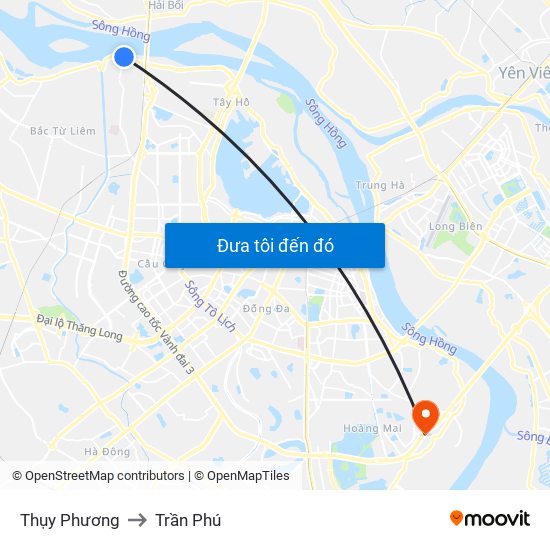 Thụy Phương to Trần Phú map