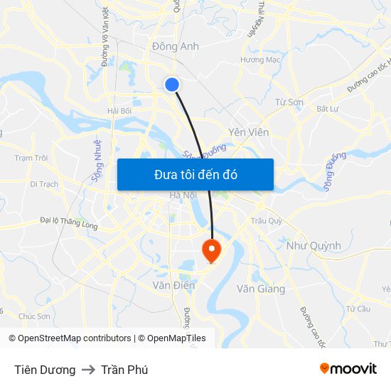 Tiên Dương to Trần Phú map
