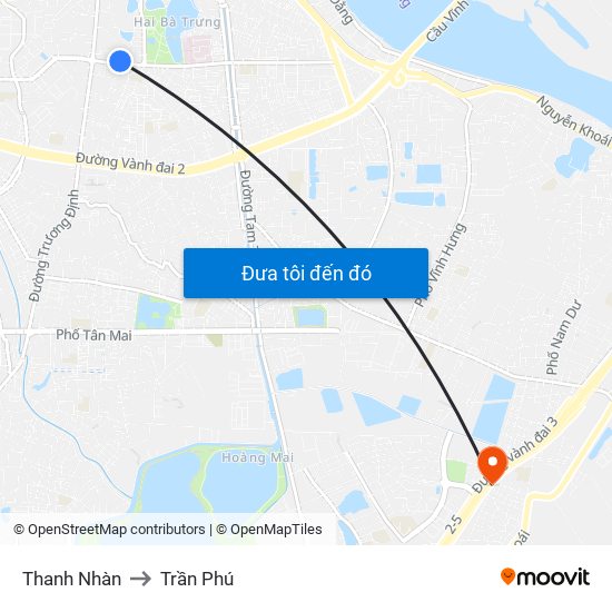 Thanh Nhàn to Trần Phú map