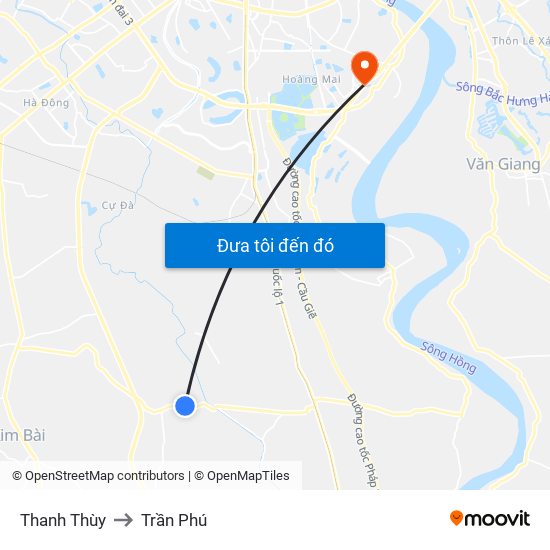 Thanh Thùy to Trần Phú map