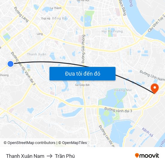 Thanh Xuân Nam to Trần Phú map