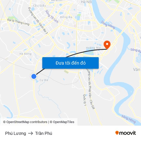 Phú Lương to Trần Phú map