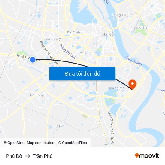 Phú Đô to Trần Phú map