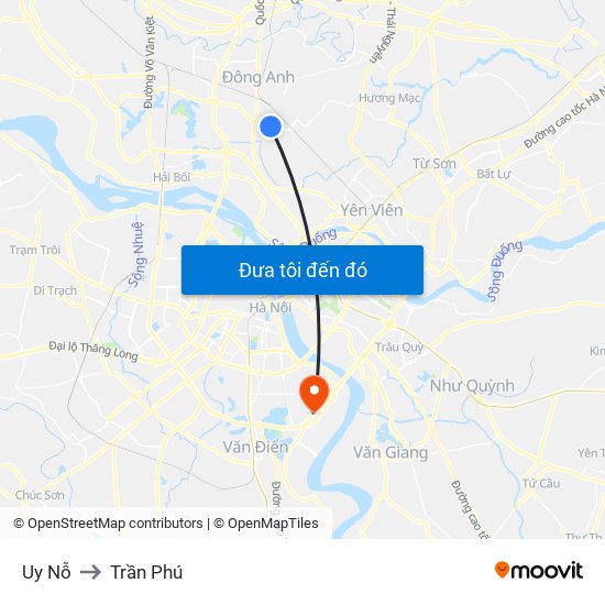 Uy Nỗ to Trần Phú map