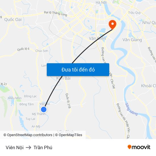 Viên Nội to Trần Phú map