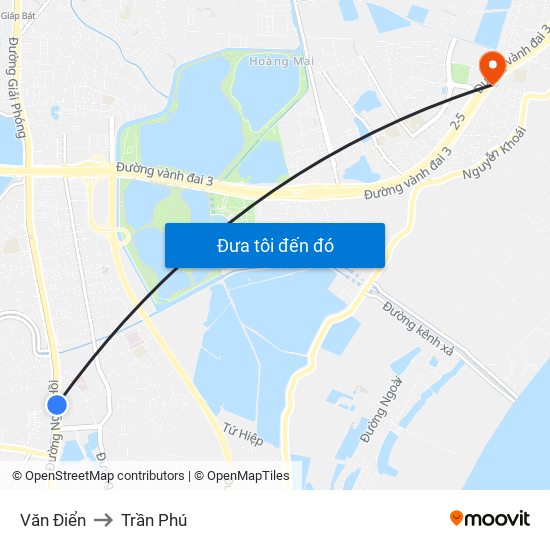 Văn Điển to Trần Phú map