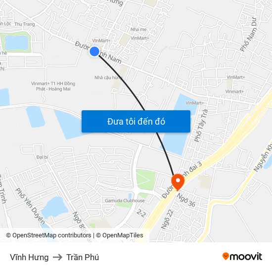 Vĩnh Hưng to Trần Phú map