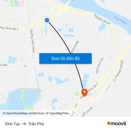 Vĩnh Tuy to Trần Phú map
