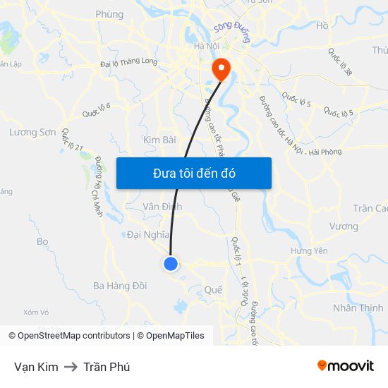 Vạn Kim to Trần Phú map