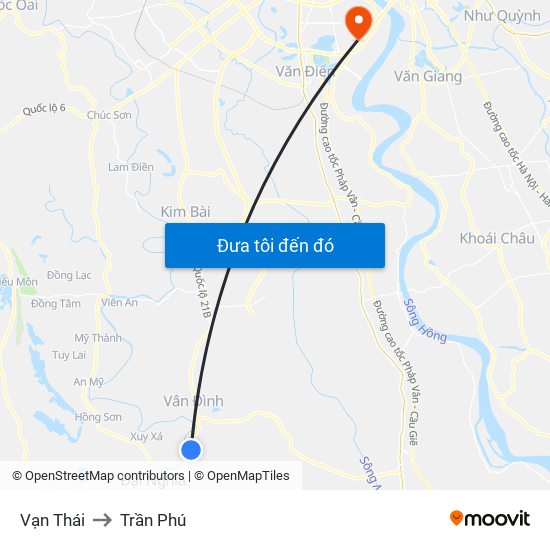 Vạn Thái to Trần Phú map