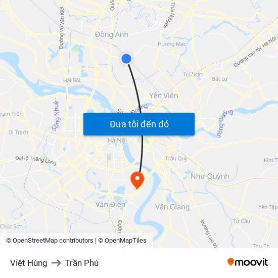 Việt Hùng to Trần Phú map