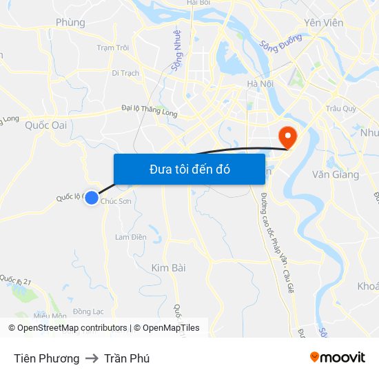 Tiên Phương to Trần Phú map