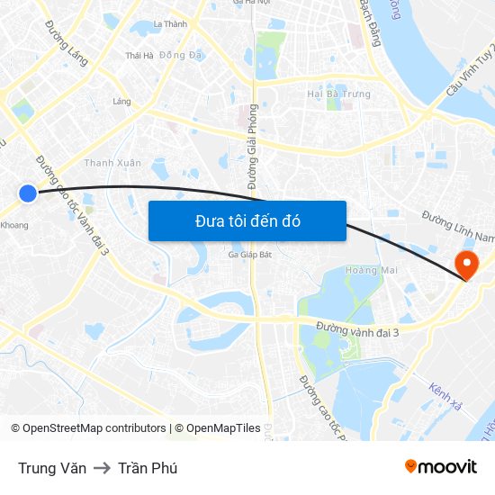 Trung Văn to Trần Phú map