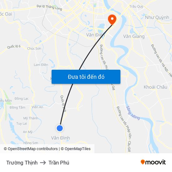 Trường Thịnh to Trần Phú map