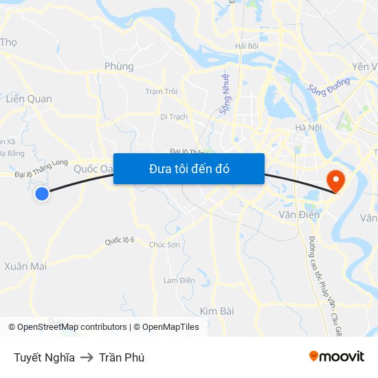 Tuyết Nghĩa to Trần Phú map