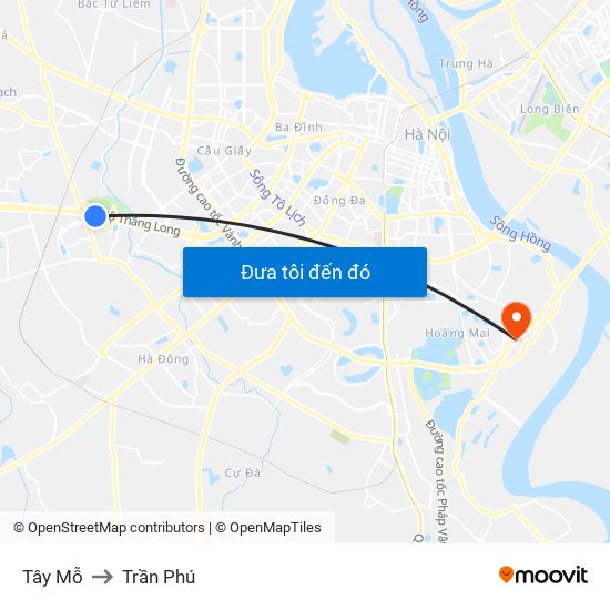 Tây Mỗ to Trần Phú map