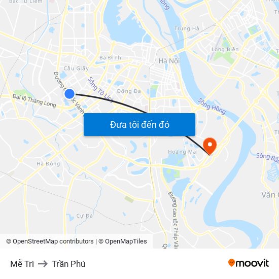 Mễ Trì to Trần Phú map