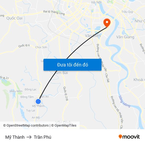 Mỹ Thành to Trần Phú map