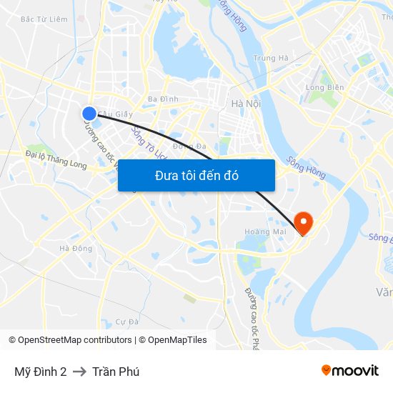 Mỹ Đình 2 to Trần Phú map
