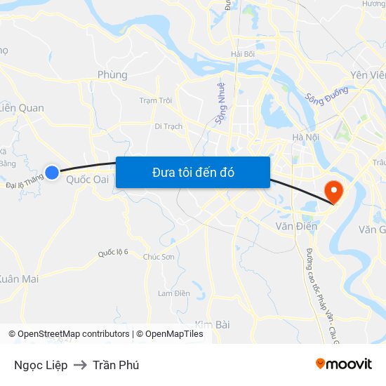 Ngọc Liệp to Trần Phú map