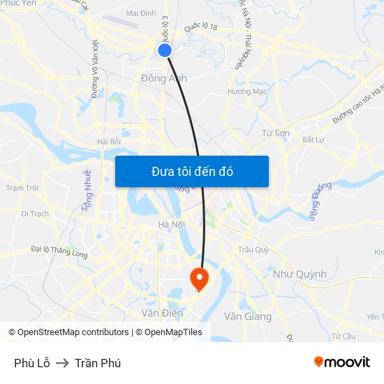 Phù Lỗ to Trần Phú map