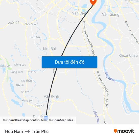 Hòa Nam to Trần Phú map