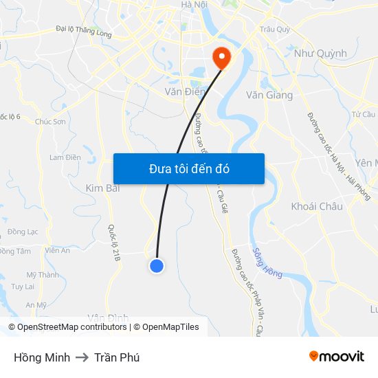 Hồng Minh to Trần Phú map