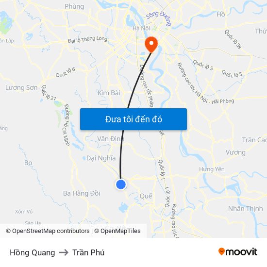 Hồng Quang to Trần Phú map