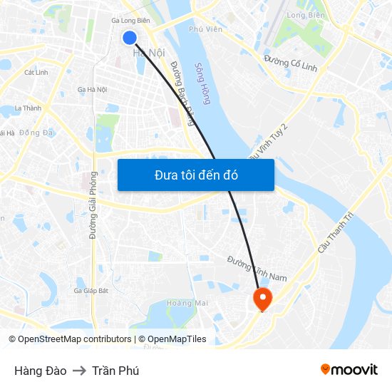Hàng Đào to Trần Phú map