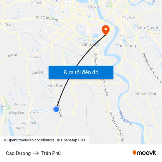 Cao Dương to Trần Phú map
