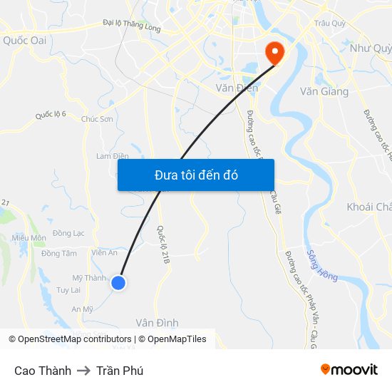 Cao Thành to Trần Phú map