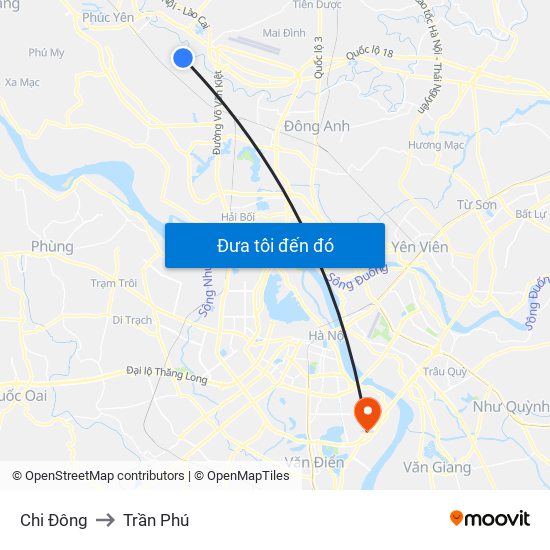 Chi Đông to Trần Phú map