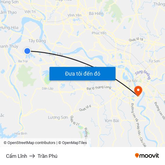 Cẩm Lĩnh to Trần Phú map