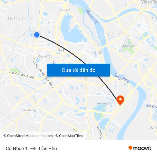 Cổ Nhuế 1 to Trần Phú map