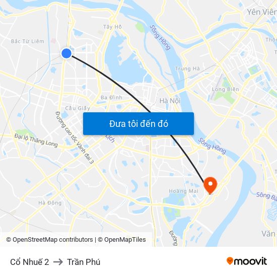 Cổ Nhuế 2 to Trần Phú map