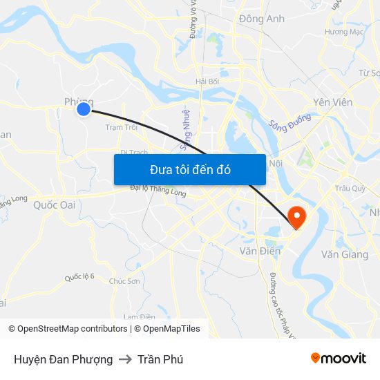 Huyện Đan Phượng to Trần Phú map