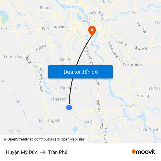 Huyện Mỹ Đức to Trần Phú map