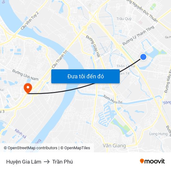 Huyện Gia Lâm to Trần Phú map