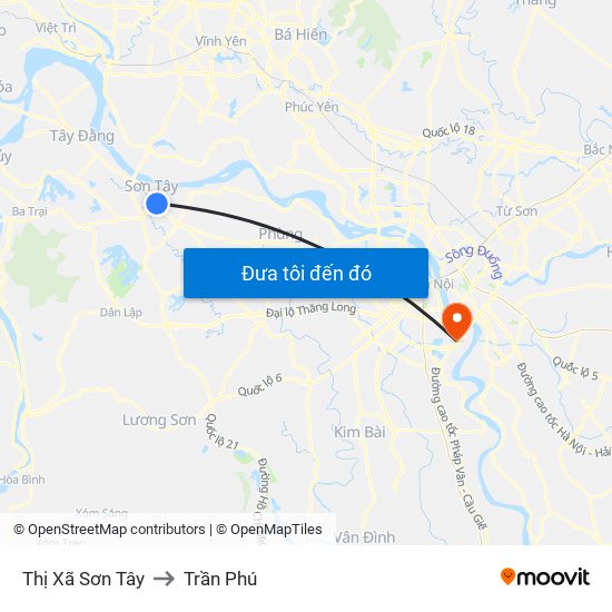 Thị Xã Sơn Tây to Trần Phú map