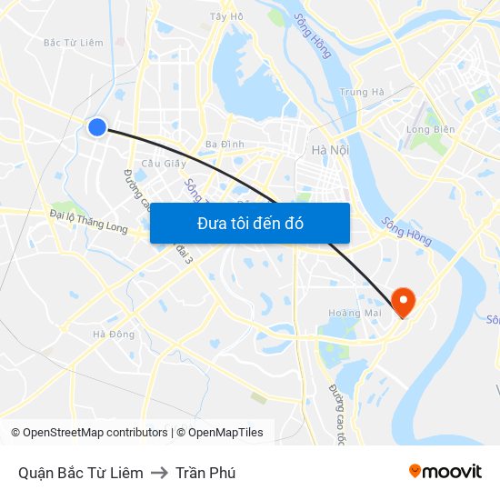 Quận Bắc Từ Liêm to Trần Phú map