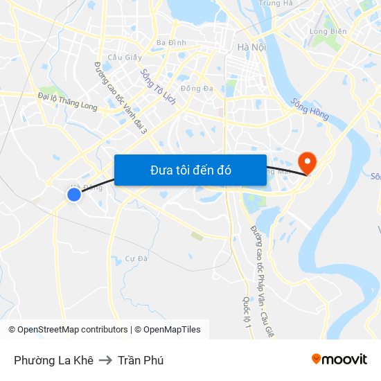Phường La Khê to Trần Phú map