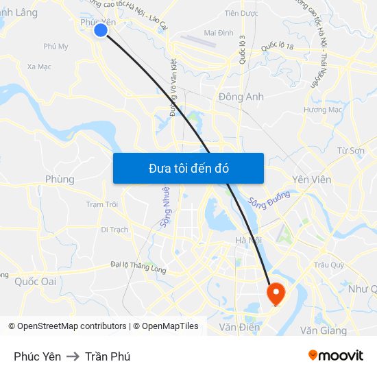 Phúc Yên to Trần Phú map