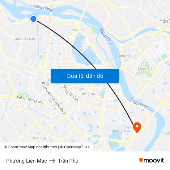 Phường Liên Mạc to Trần Phú map