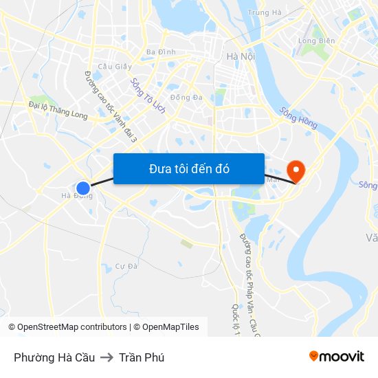 Phường Hà Cầu to Trần Phú map